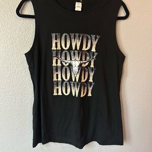 NWT Black Howdy Graphic Women's Tank Top